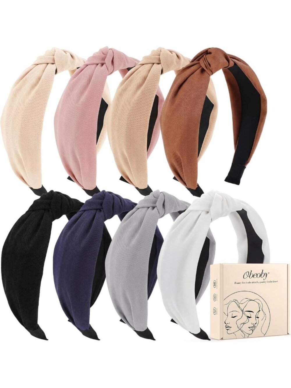 8 Pcs Fashion Knotted Headbands for Women - Trendy Brown Hair Accessories Set